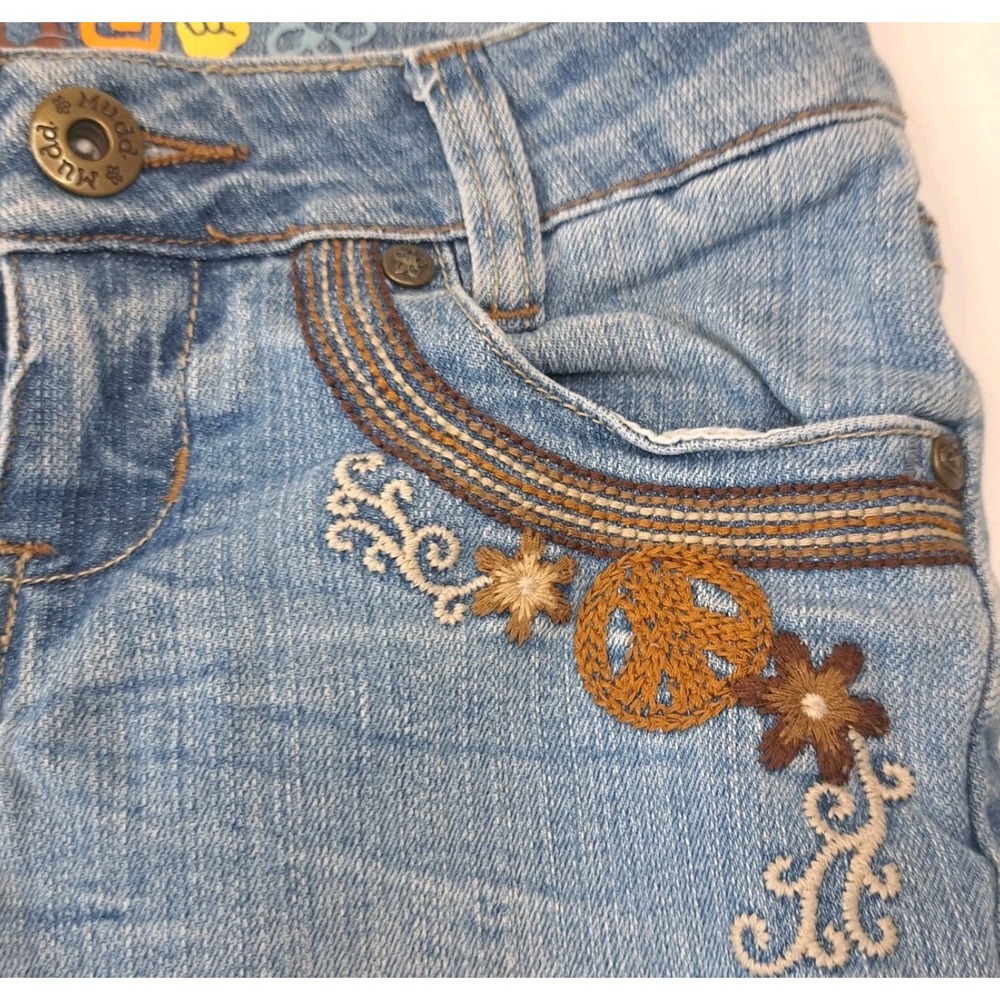 Mudd Embroidered Denim Shorts Girls 8 Boho Floral‎ Feminie - Picture 2 of 7